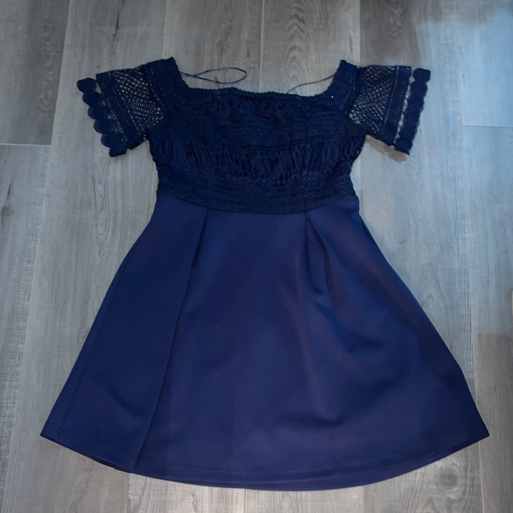 Francesca’s Navy Off-the-shoulder Dress